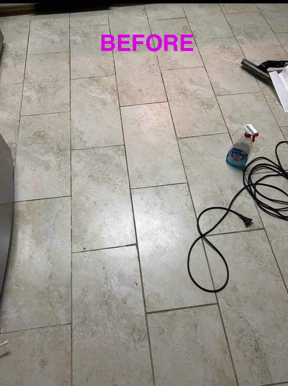 Kitchen tile floor — Before